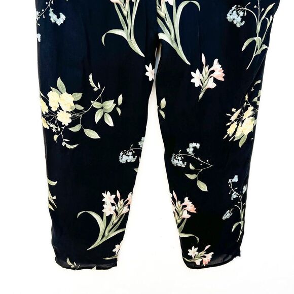 Joie Black Botanical Floral Black 100% Silk Pants - Picture 5 of 8